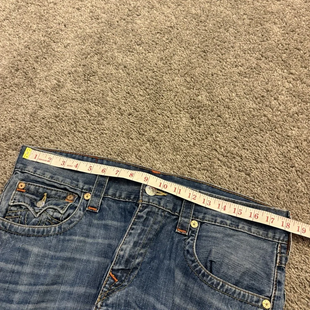 True Religion Straight Leg Pocket Flaps OM Denim Blue Jeans Dhum Men's 36x34